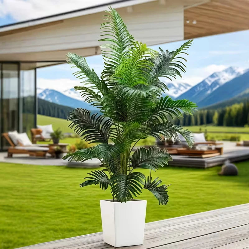 Artificial 35 Inch Palm Tree With Lifelike Leaves Indoor Outdoor