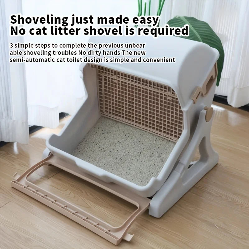 Leak Proof Durable Cat Litter Box With Removable Grid