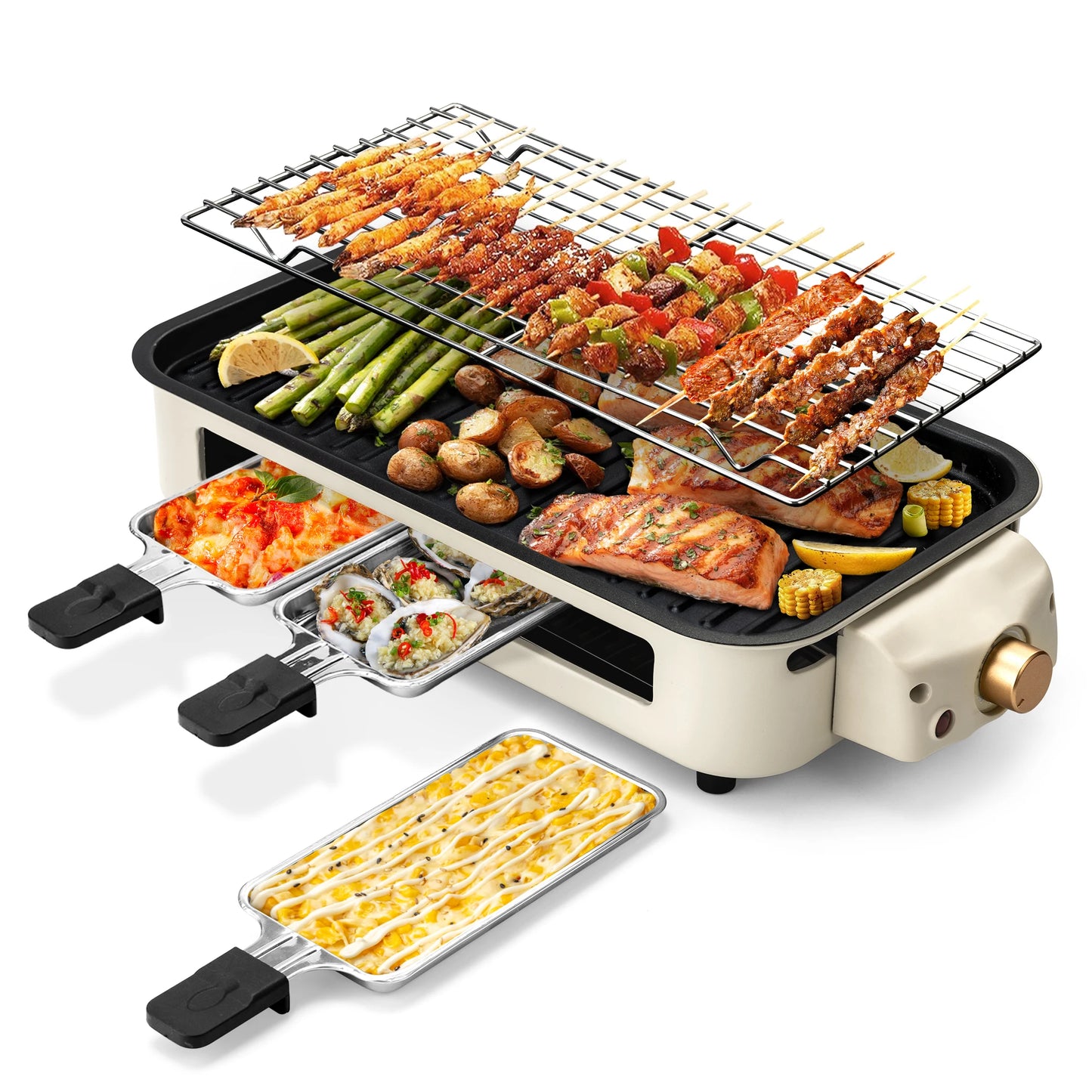 Sumetas Smokeless Electric Grill With Grill Rack And Cheese Pans