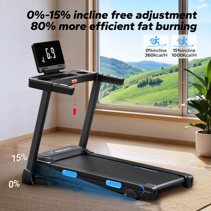 MERACH Foldable Treadmill T12 Incline Quiet With Double Deck
