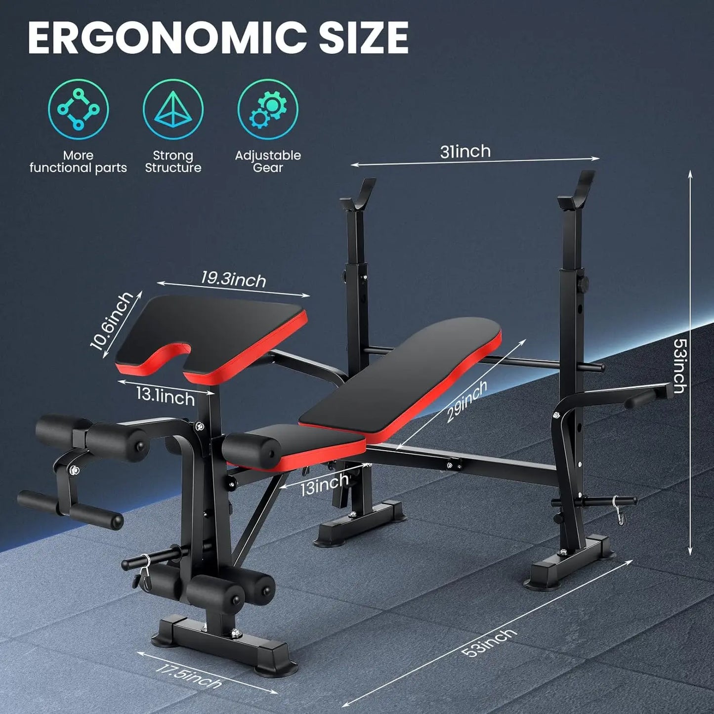 Six In One Weight Bench Set With Squat Rack And Barbell Rack