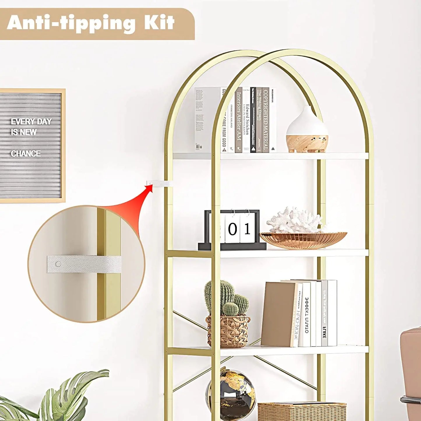 Industrial 5 Tier Bookshelf With Metal Frame For Office Storage