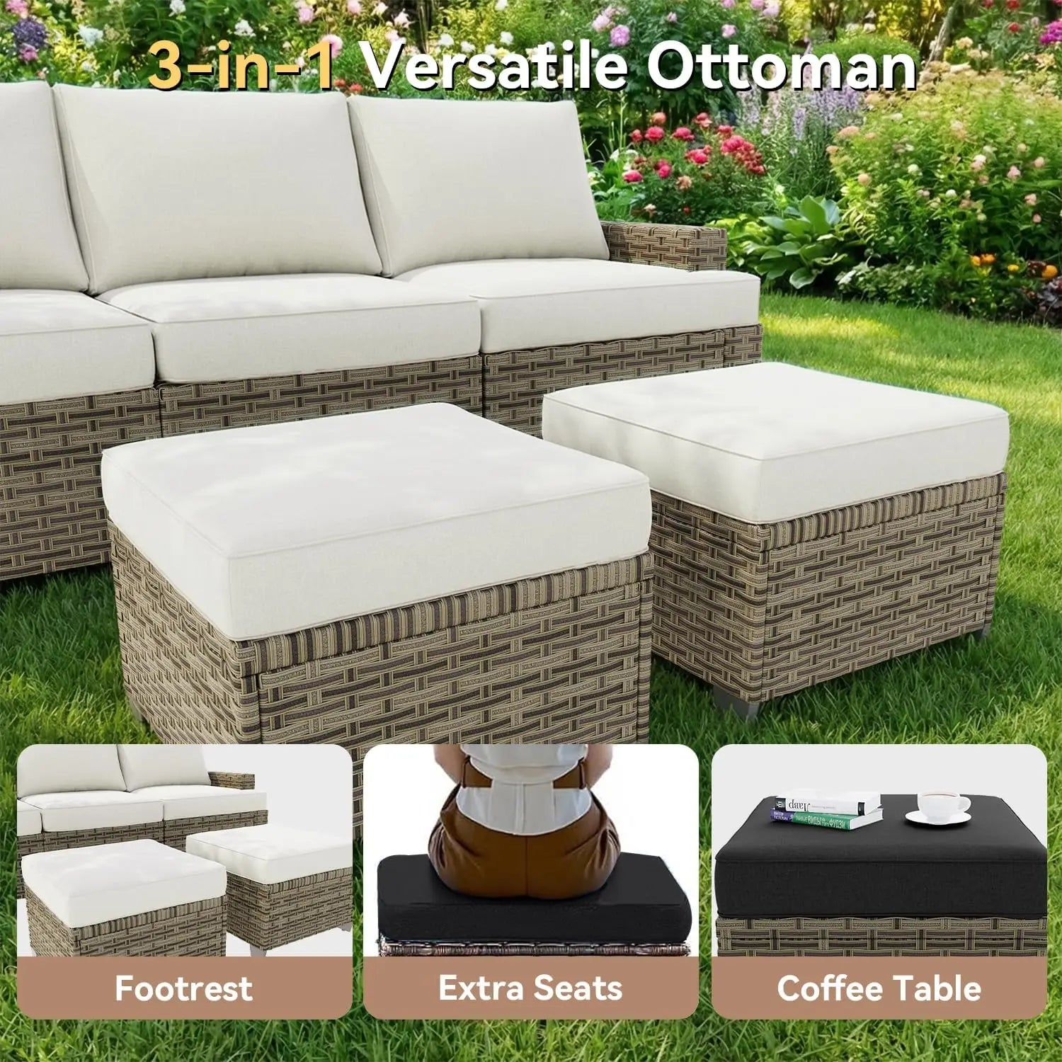 AOXUN Nordivale 9 Piece Outdoor Patio Furniture Set Cushions