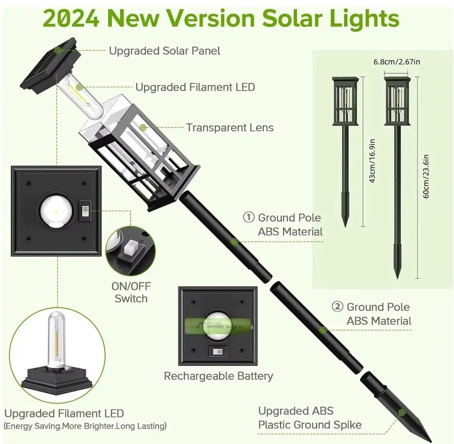 Solar LED Path Lights Waterproof For Outdoor Garden Walkways