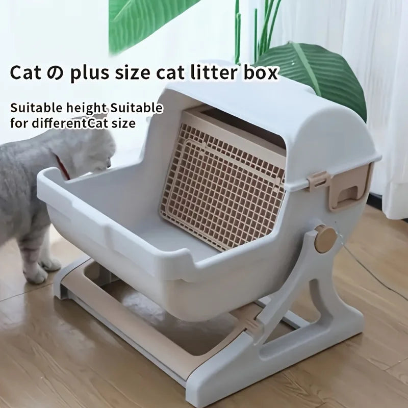 Leak Proof Durable Cat Litter Box With Removable Grid