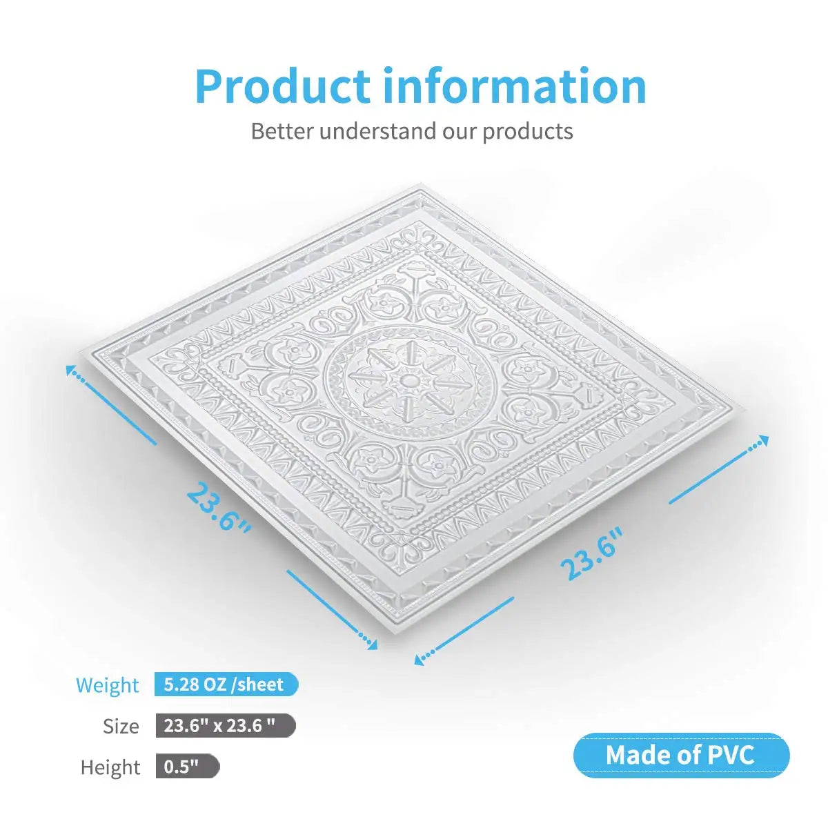 Art3d PVC 3D Ceiling Tiles Decorative Waterproof Wall Panels