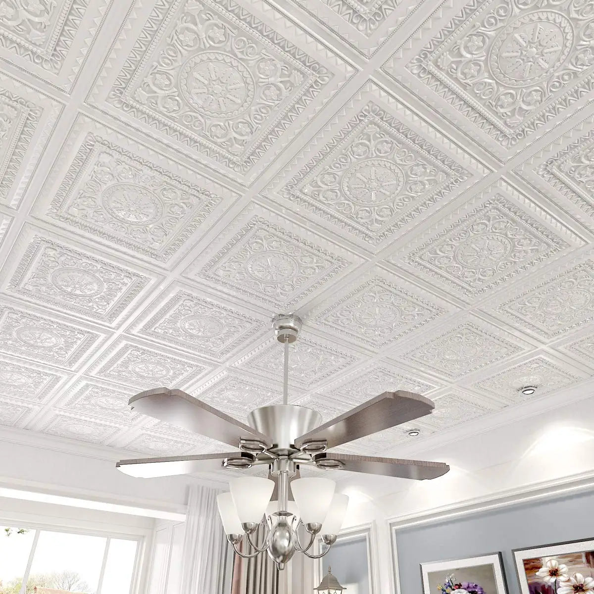 Art3d PVC 3D Ceiling Tiles Decorative Waterproof Wall Panels
