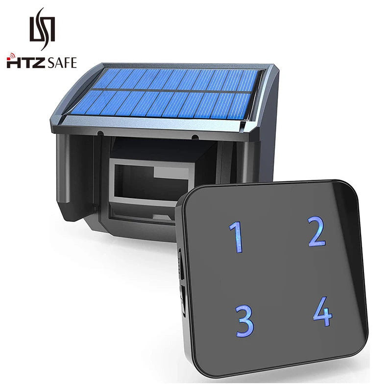 HTZSAFE Solar Wireless Driveway Alarm System With Motion Detectors