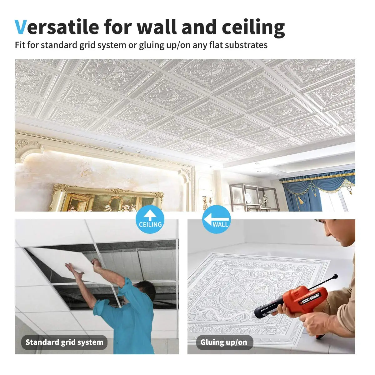 Art3d PVC 3D Ceiling Tiles Decorative Waterproof Wall Panels