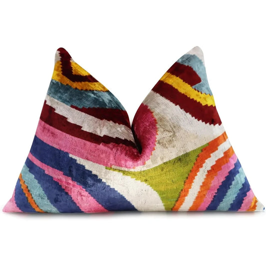 Silk Velvet Decorative Throw Pillow With Down Feather Fill