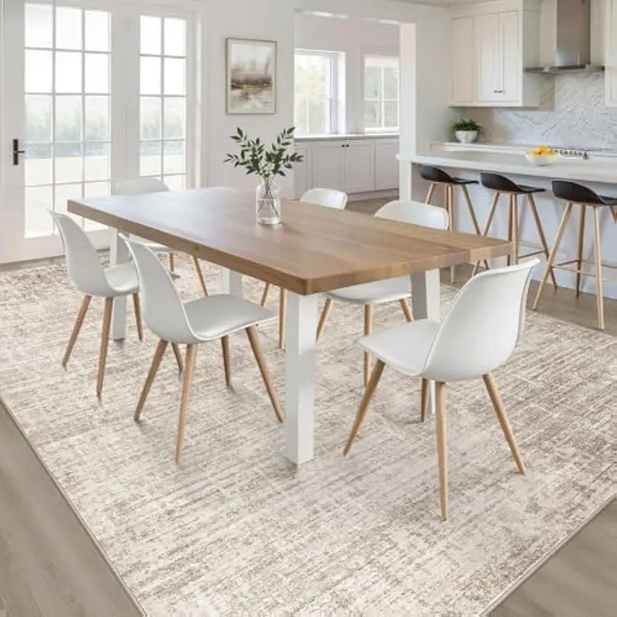 Area Rug For Living Room Washable Neutral Abstract Design