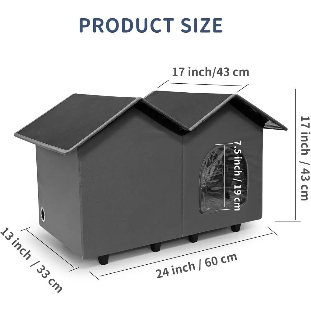 Heated Cat House With Elevated Bed For Indoor Outdoor Use Insulated Waterproof