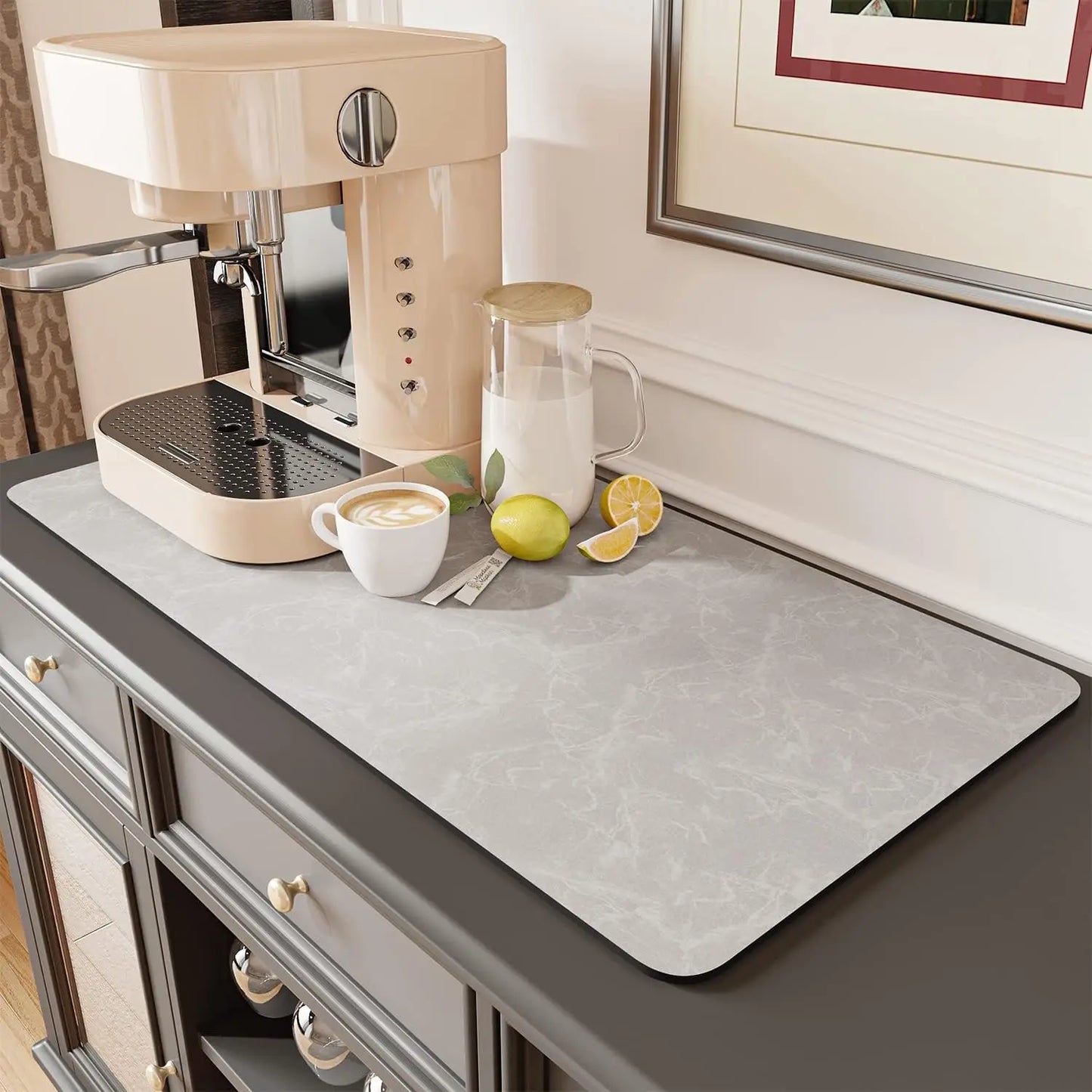 Water Absorbent Coffee Machine Mat With Rubber Backing
