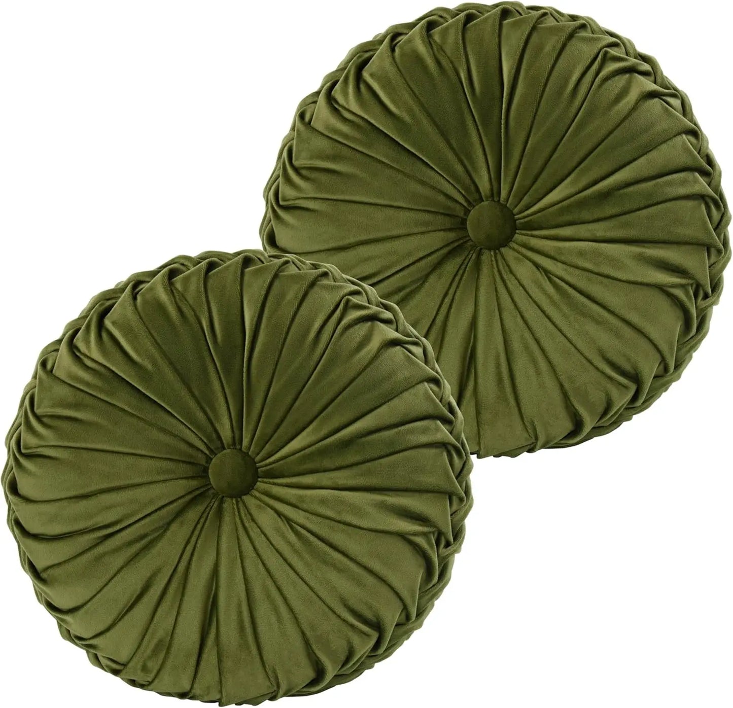 Round Pleated Vintage Velvet Throw Pillows Set for Sofa