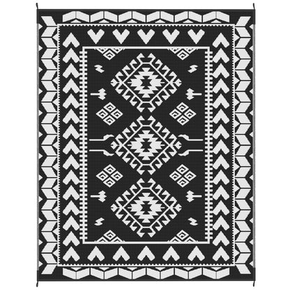 Black And White Rhombus Patchwork Outdoor Rug