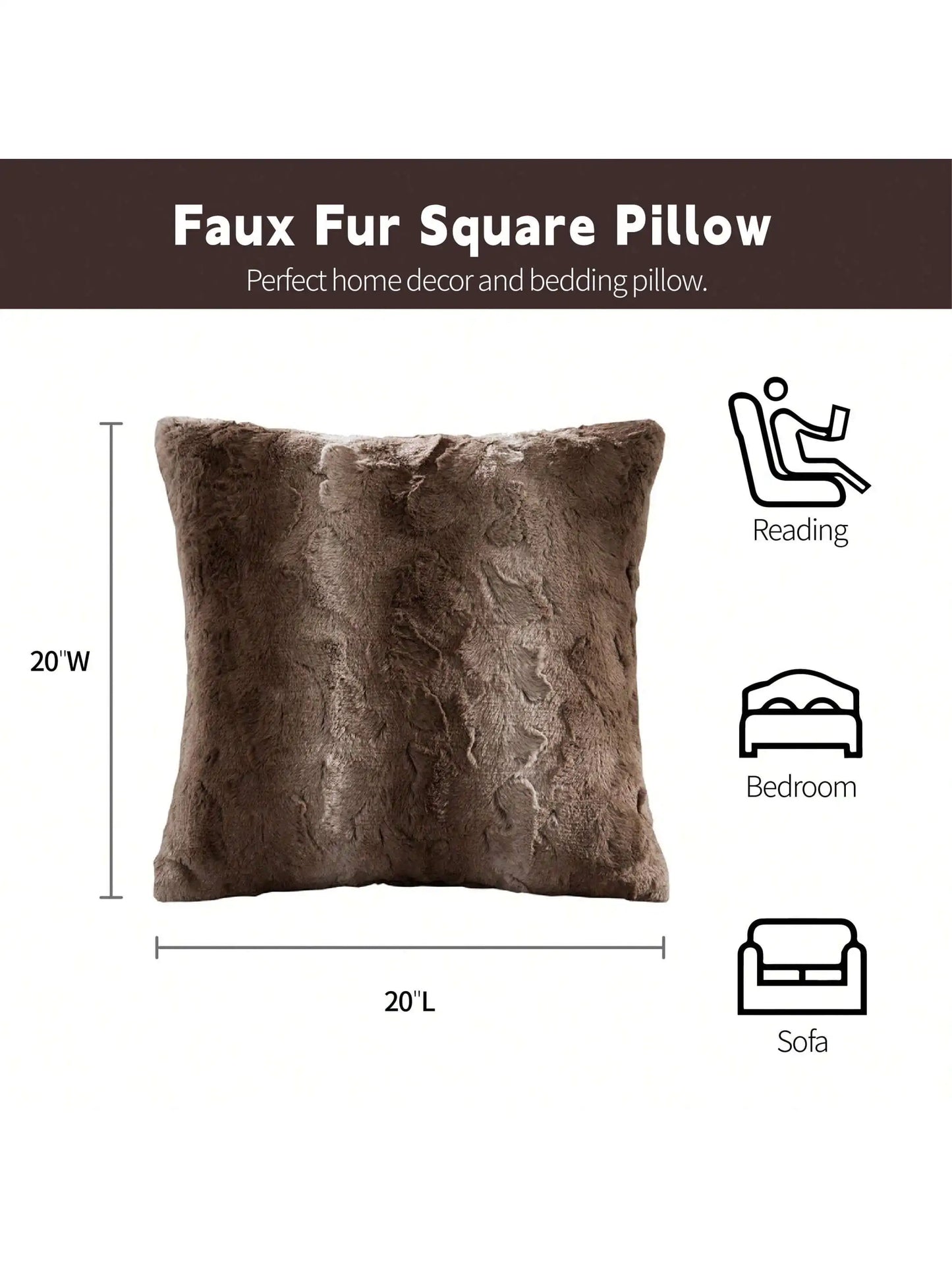 Zuri Faux Fur Animal Throw Pillow Luxury Square Decorative Pillow