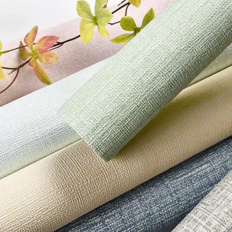 NONECN Linen 3D Foam Wallpaper Self-Adhesive PVC Waterproof Backdrop