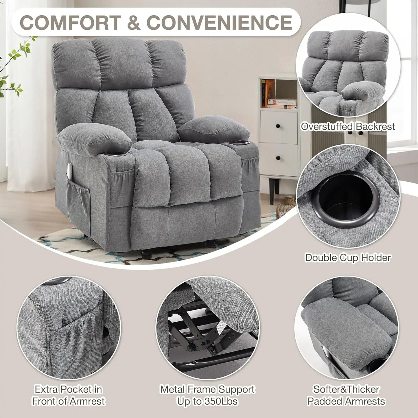 Massage Rocker Recliner Chair With Heat And Vibration Ergonomic Lounge