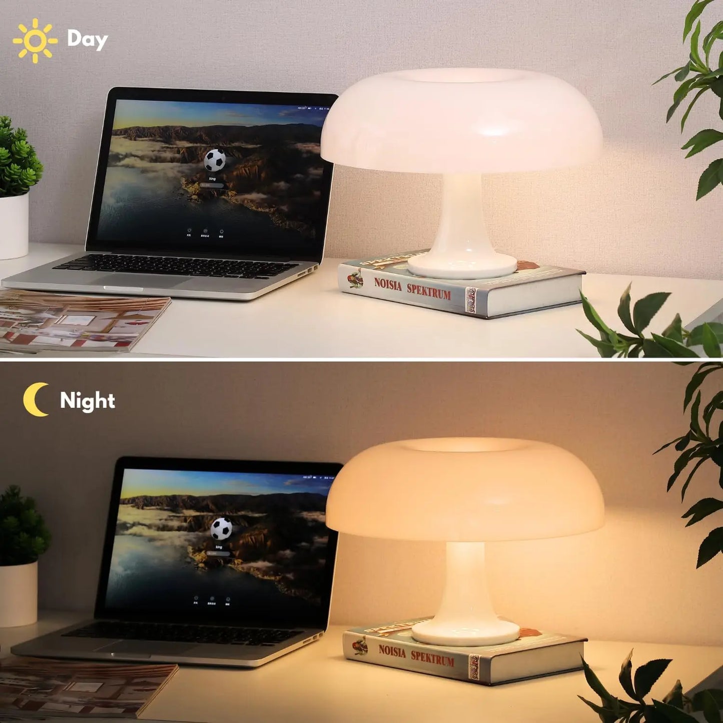 Mushroom Desk Lamp Rechargeable Battery LED Lighting For Bedroom Decor