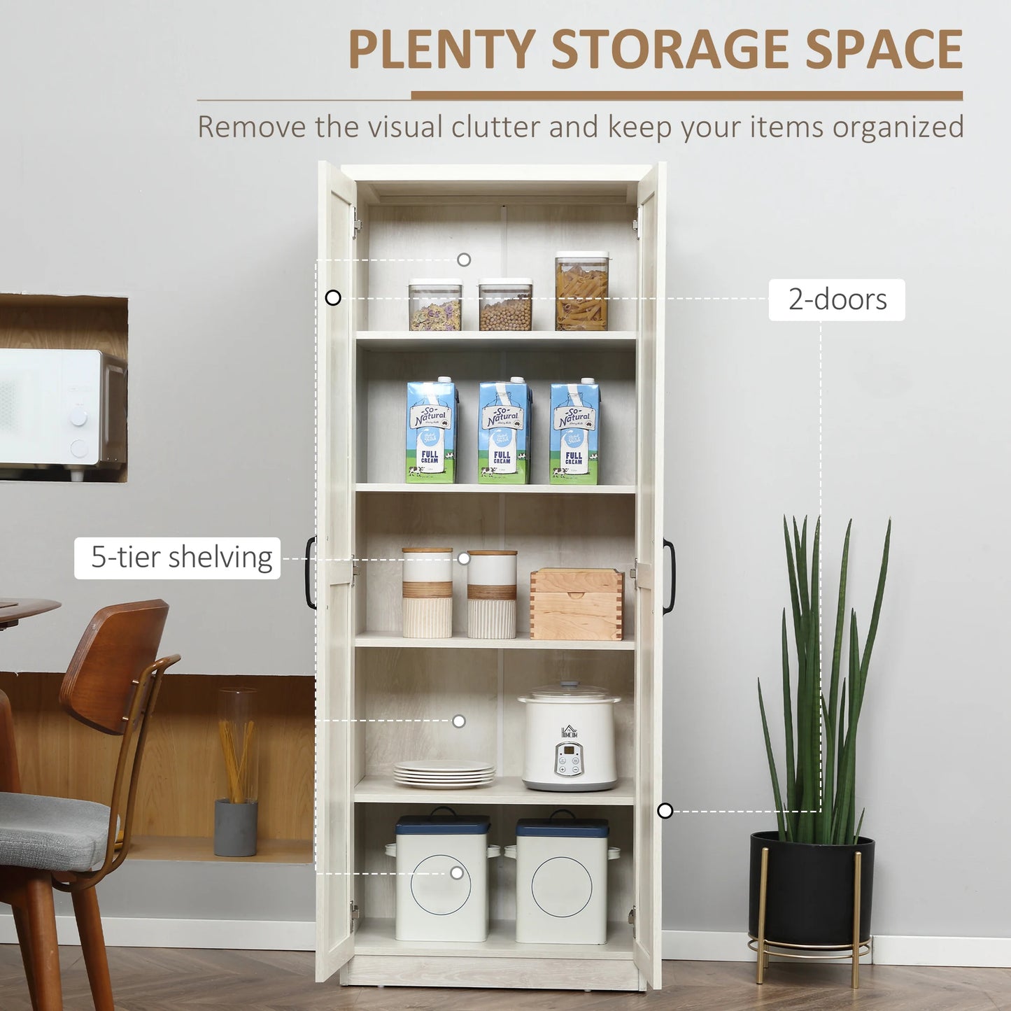 HOMCOM Rustic Freestanding Kitchen Storage Cabinet With Shelves