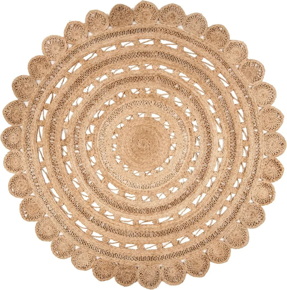 Handmade Boho Jute Area Rug For High Traffic Living Room