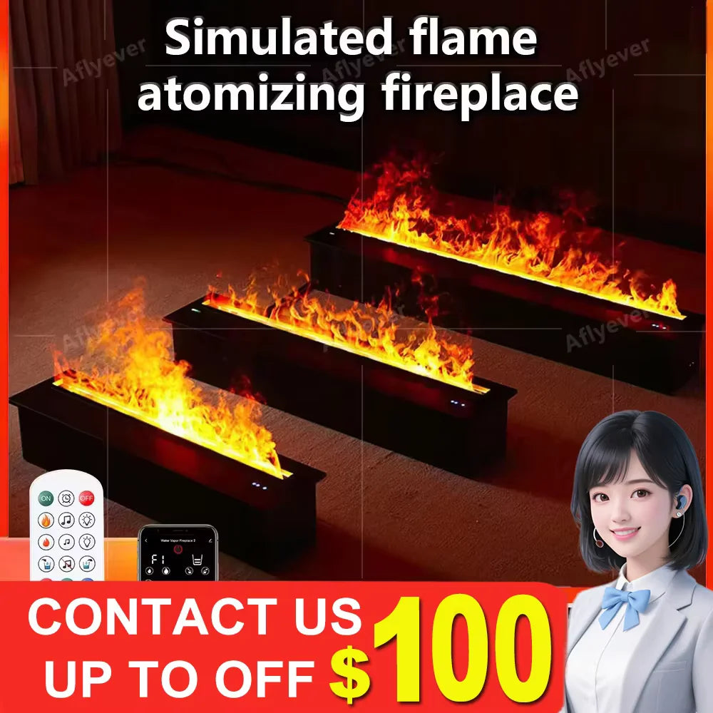 AFLYEVER Intelligent Water Replenishment Fireplace With 3D Atomization