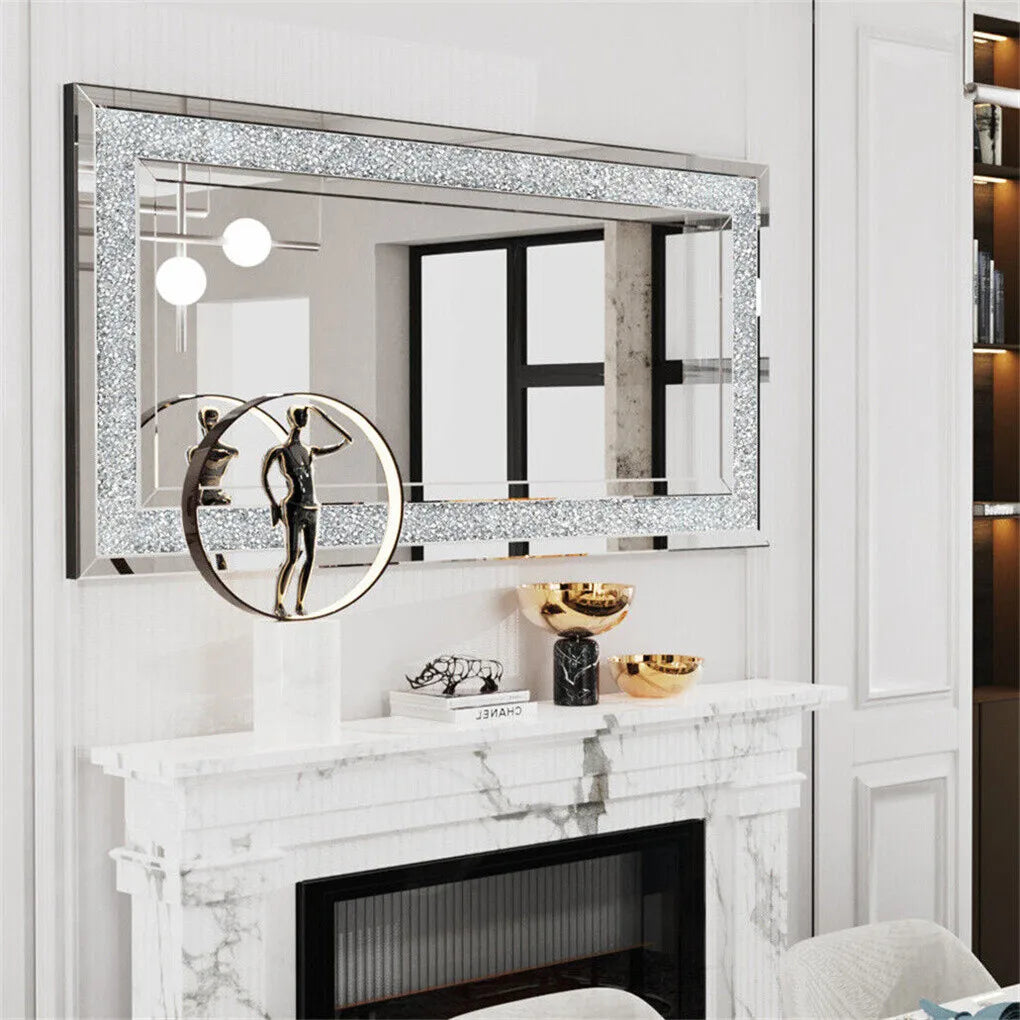 Crystal Crush Diamond Wall Mirror Framed Rectangle