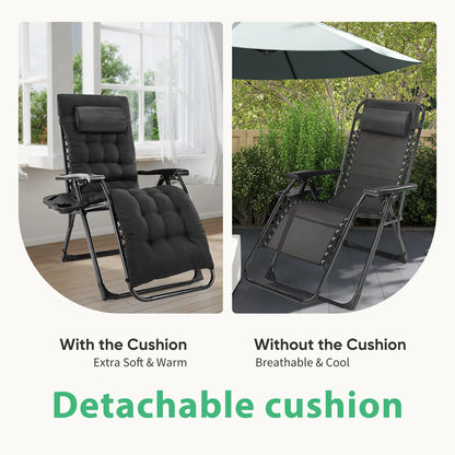 JHK Zero Gravity Recliner Folding Lounge Chair With Cup Holders