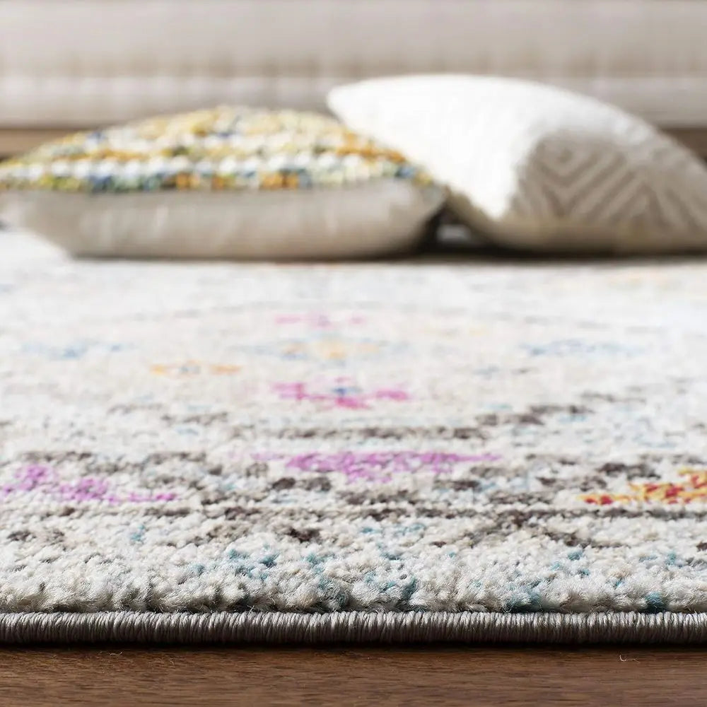 Boho Diamond Distressed Area Rug Non-Shedding Easy Care High Traffic