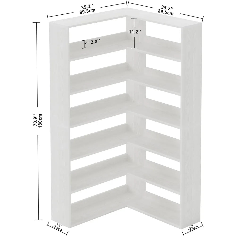 Industrial Corner Bookshelf With Wooden Baffles For Home Office Display