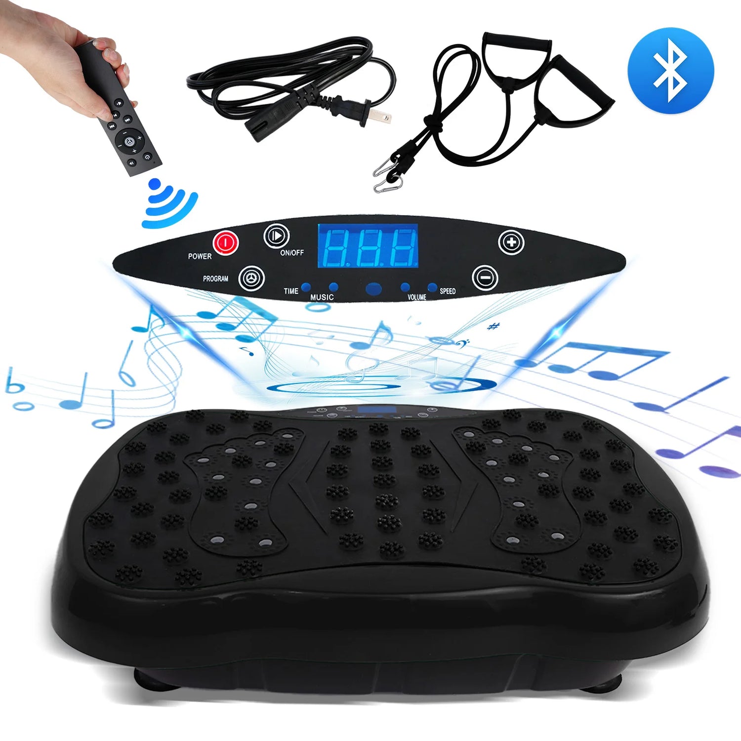 Full-Body Vibration Plate Exercise Machine With Resistance Bands Remote Control