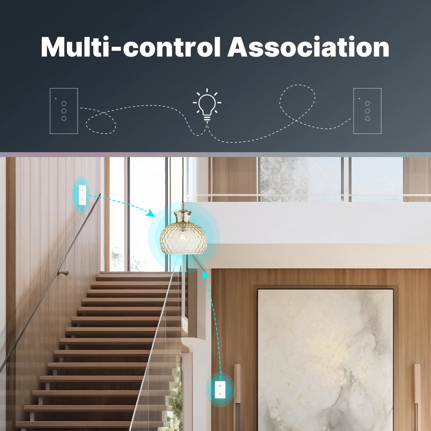 WiFi Smart Light Switch Glass Touch No Neutral Wire Works With Alexa Google Home