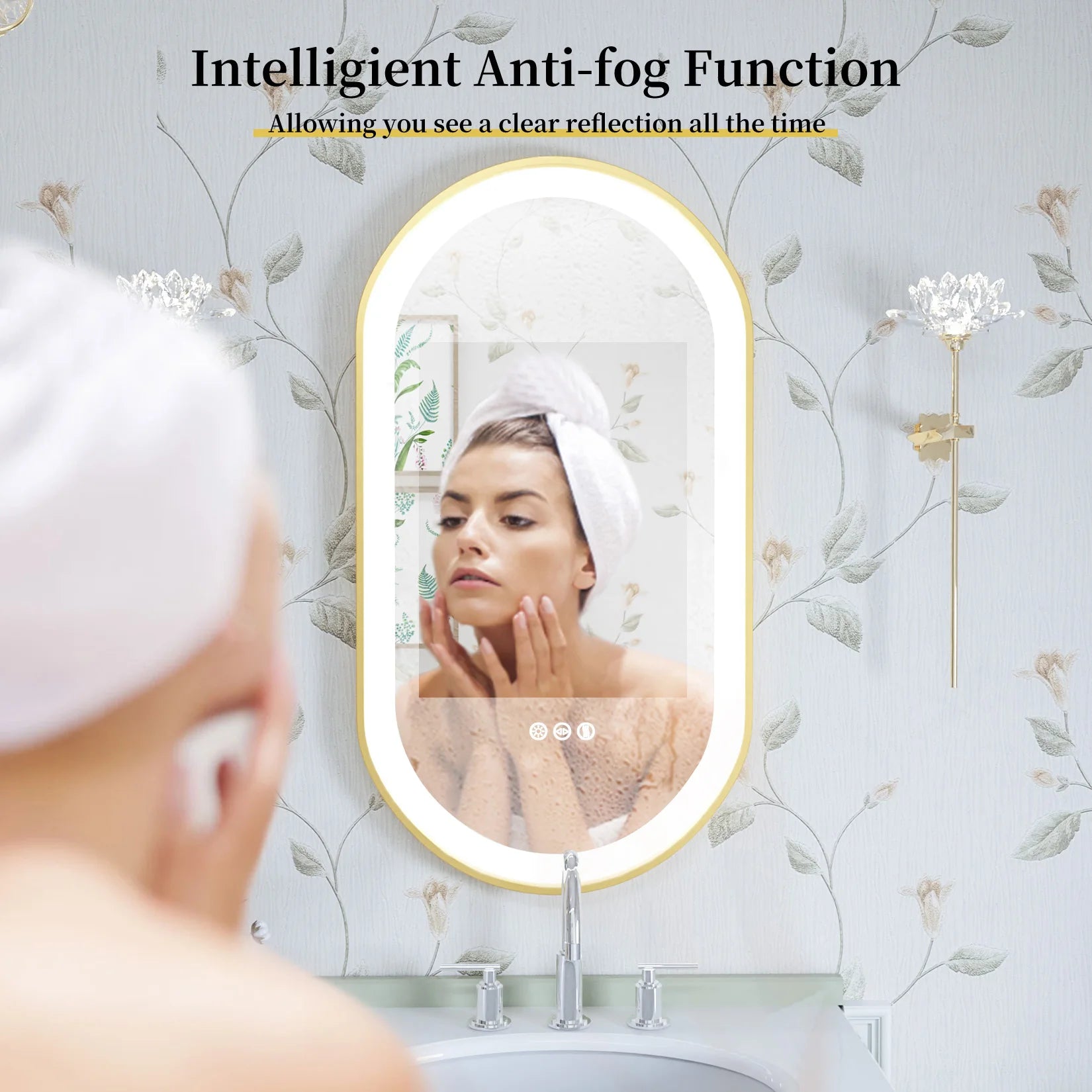 Wisfor LED Oval Vanity Mirror With Stepless Dimmable Light