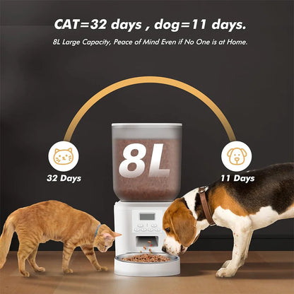 Nityers 8L Automatic Cat Feeder With Key Control Voice Recorder