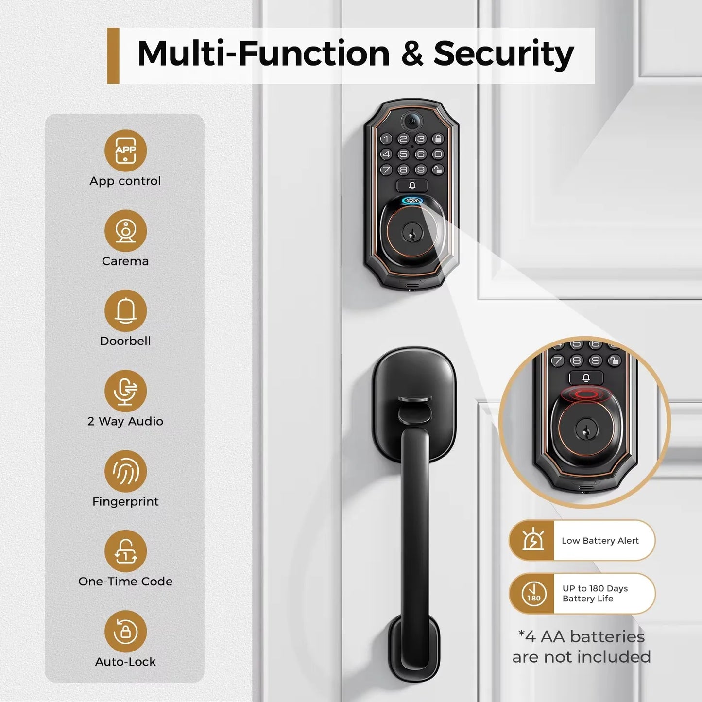 Arpha D289H Smart Lock With WiFi Camera And Fingerprint Entry