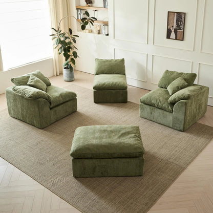 Yeflixvrau Modern Cloud L-Shaped Sofa With Ottoman