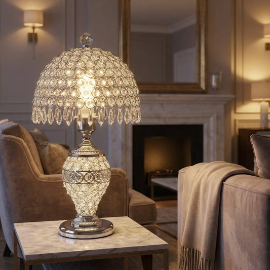 Luxury Crystal Table Lamp With Hanging Drops For Home Decor