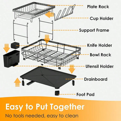 Modern Stainless Steel Dish Drying Rack With Drainboard