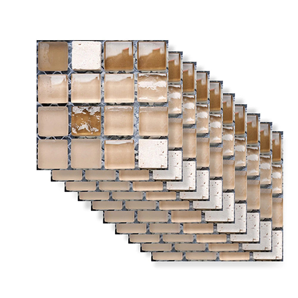 Alloet Vintage Mosaic Tile Sticker 10pcs Self Adhesive Wall Decals
