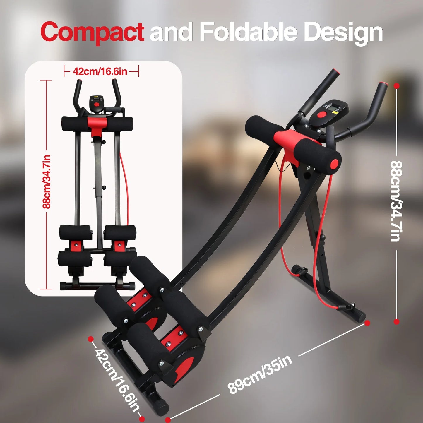 Dual Track Ab Machine With Adjustable Height Ab Cruncher Foldable