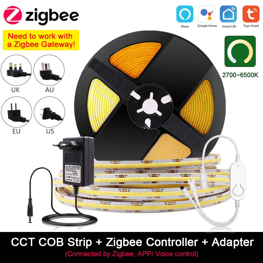 Cooleeon Tuya Smart Life COB LED Strip Light RGB Tape