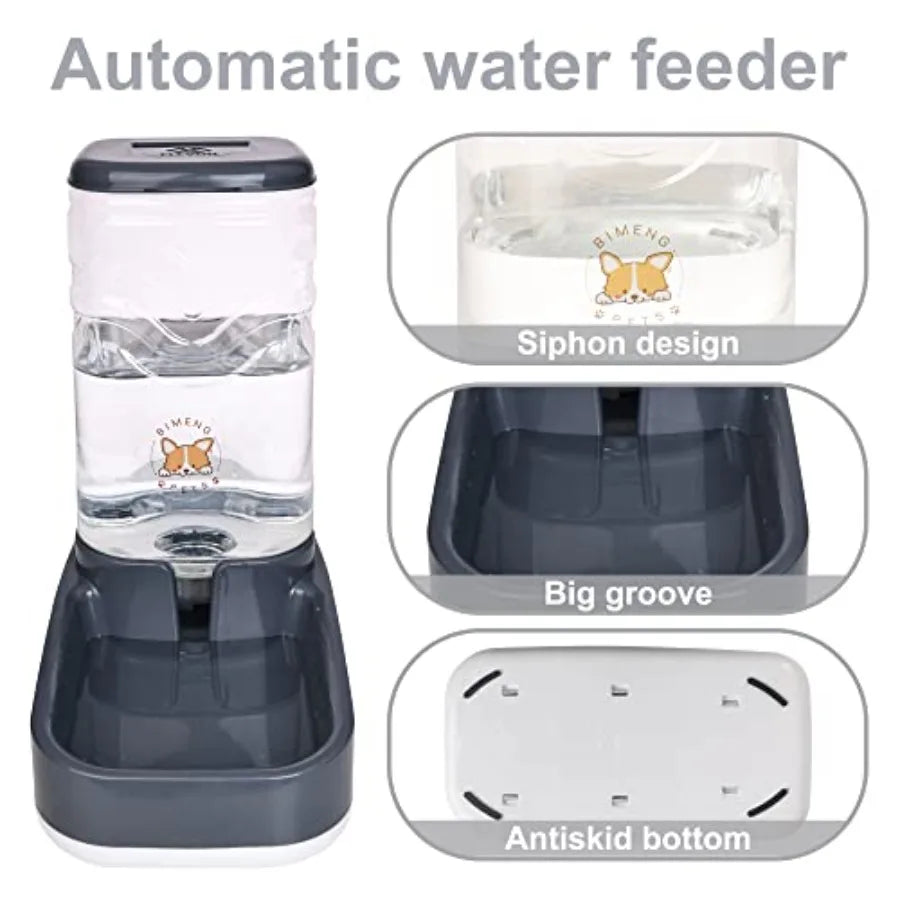 Automatic Cat Feeder With Gravity Food And Water Dispenser Bowl