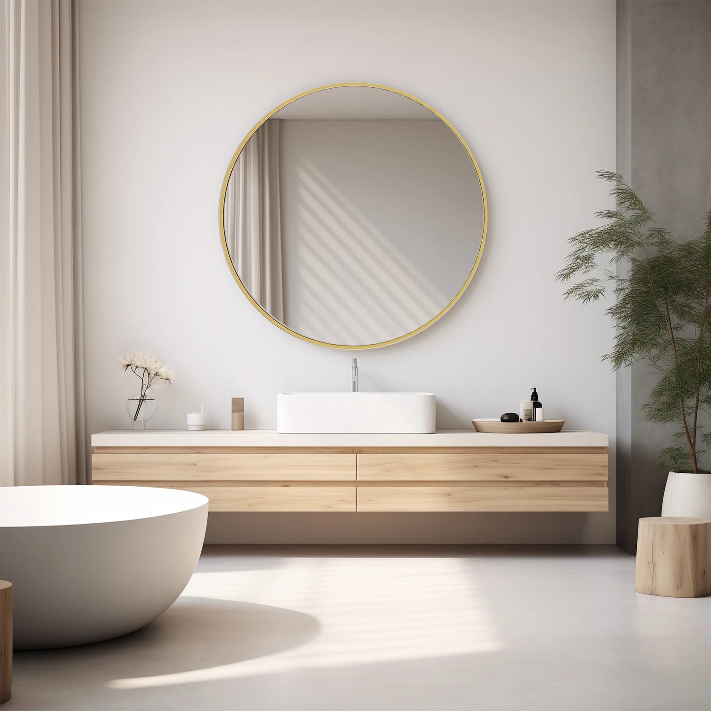 JHK Framed Vanity Mirror In Matte Metal Finish Wall