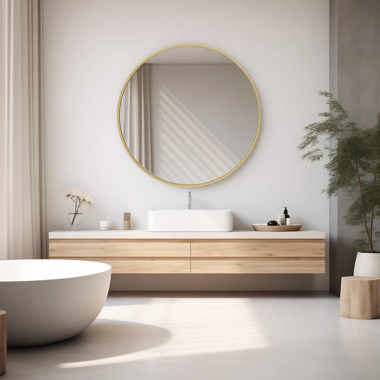 JHK Framed Vanity Mirror In Matte Metal Finish Wall