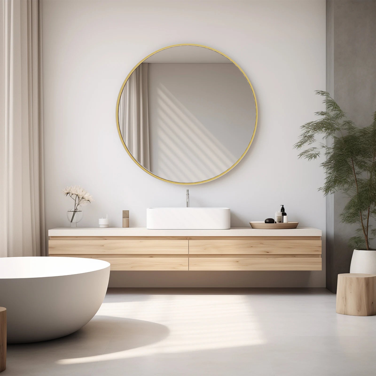 JHK Framed Vanity Mirror In Matte Metal Finish Wall