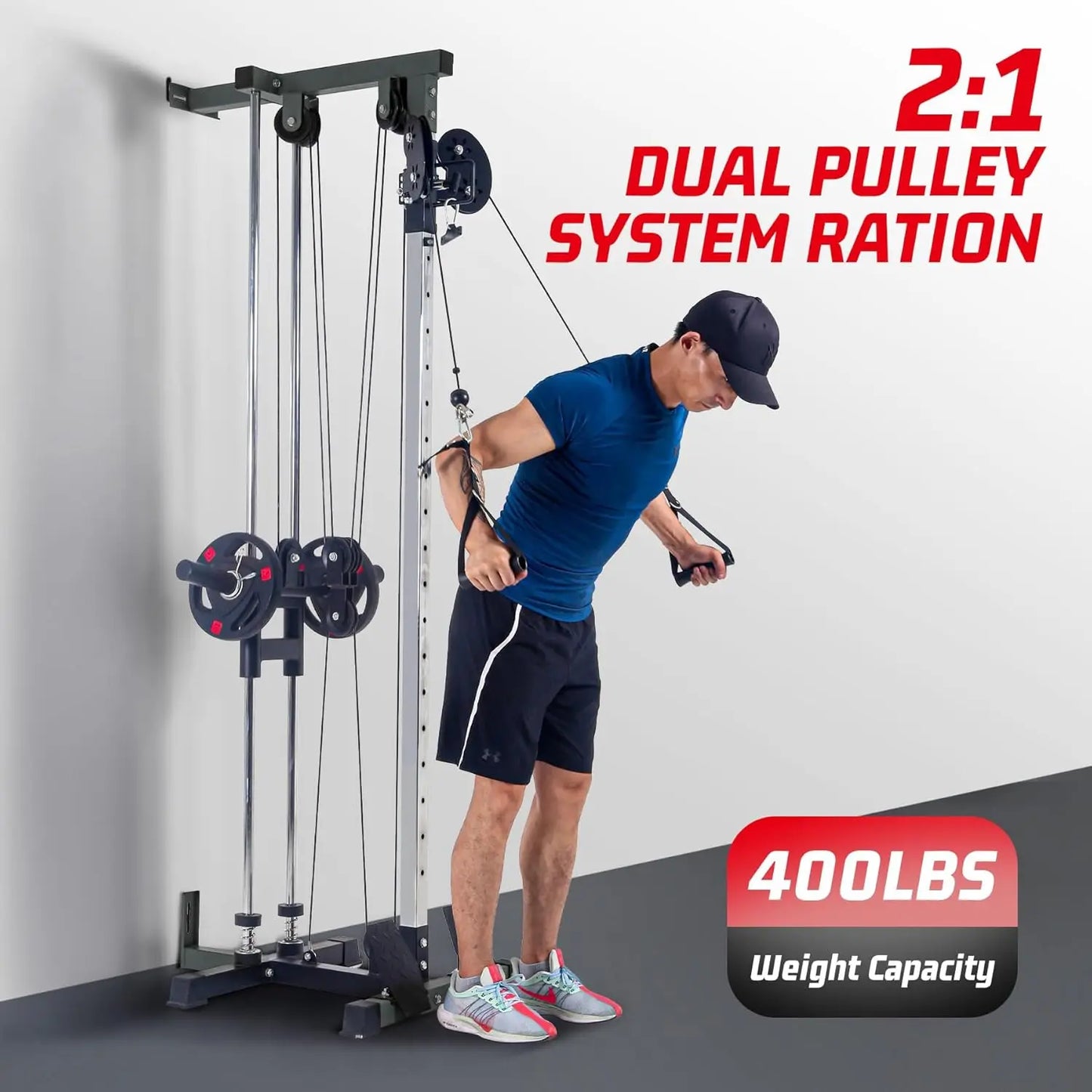 HiMISS Wall Mount LAT Pulldown Cable Machine With Adjustable Pulleys