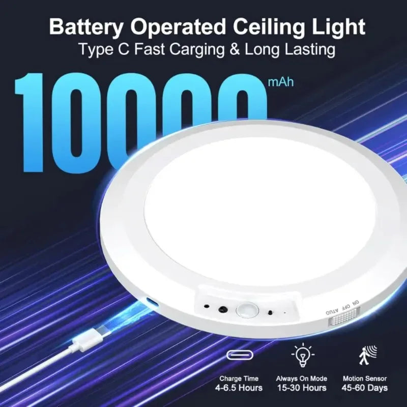 Rechargeable Motion Sensor Ceiling Light With Remote Magnetic Wireless Stairs