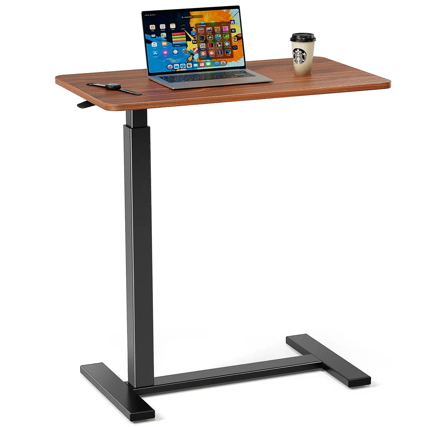 JHK Overbed Bedside Table With Hidden Wheels And Adjustable Height