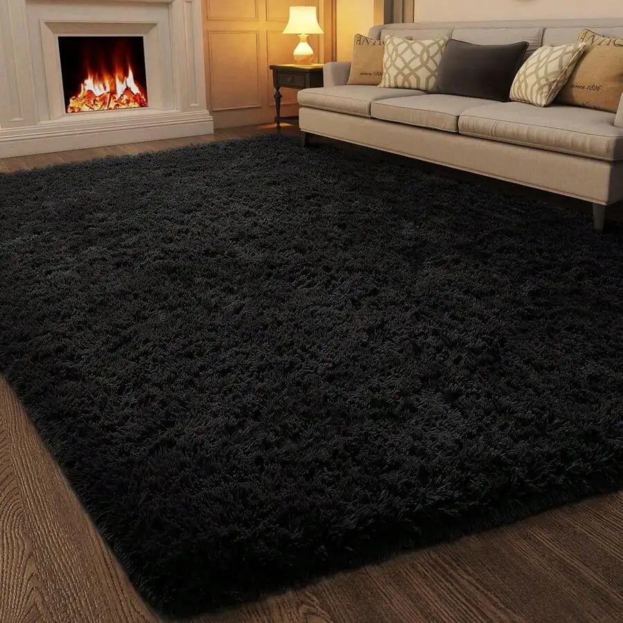 Modern Soft Shag Rug For Bedroom And Living Room With Plush Carpet