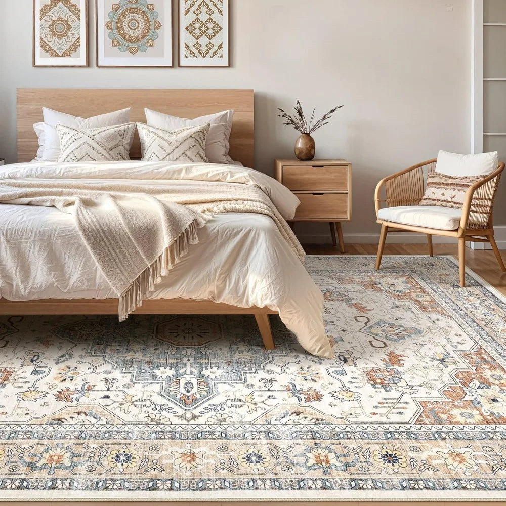 Washable Boho Area Rug Stain Resistant Non Slip For Living Room